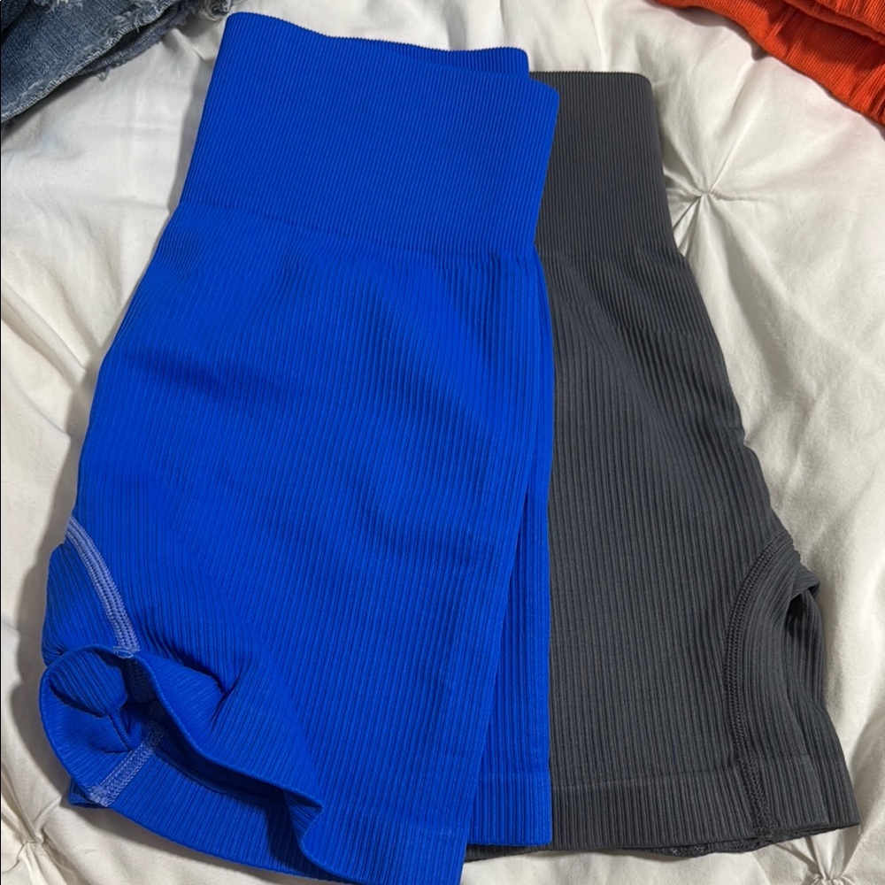 Blue and Gray Women's Biker Shorts